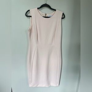Calvin Klein Womens Sleeveless Round Neck Sheath Dress Light Pink Polyester